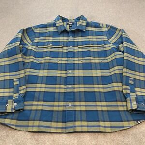 Alaskan Hardgear Jacket Shirt Mens 2XL Blue Plaid Flannel Long Sleeve Snap Front